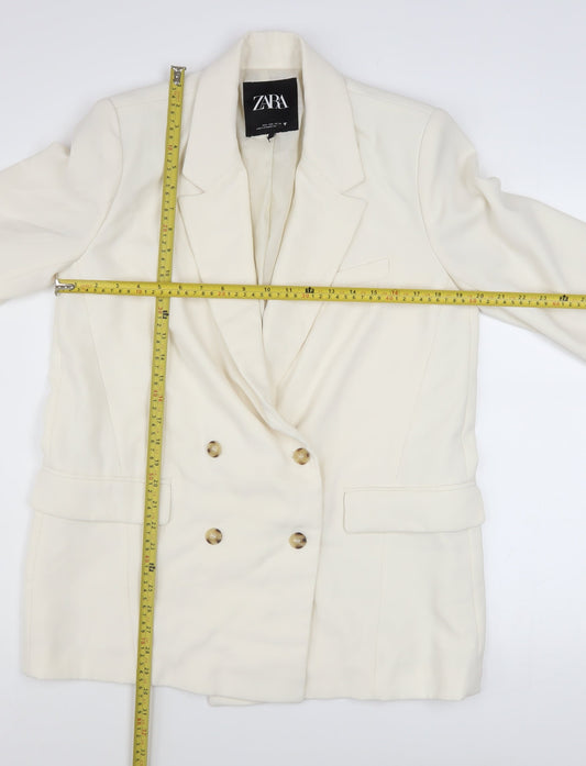 Womens UK Size L Zara Regular Ivory Blazer