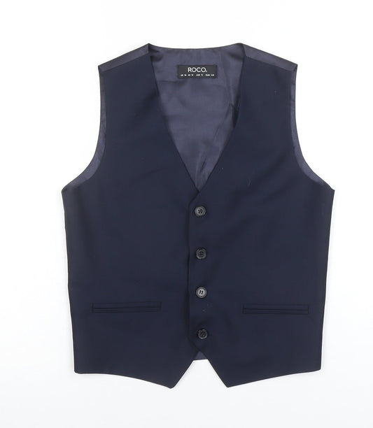 Additional front view of ROCO Teens Navy Blue Tuxedo Suit Waistcoat, size 12, Formal Lined