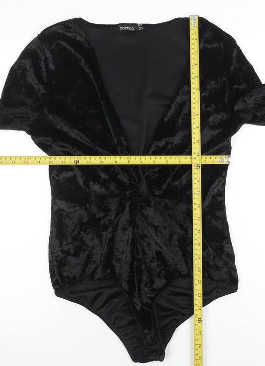Womens UK Size 14 Boohoo One-Piece Black Bodysuit