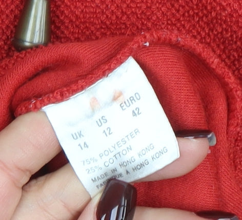 Womens UK Size 14 DASH Red Full Zip Hoodie