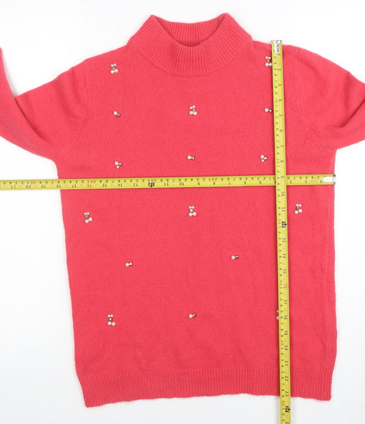 Womens UK Size S Papaya Pink Pullover Jumper