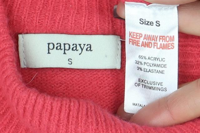 Womens UK Size S Papaya Pink Pullover Jumper
