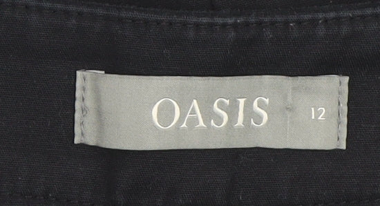 Womens UK Size 12 Oasis Slim Fit Cropped Black Trousers