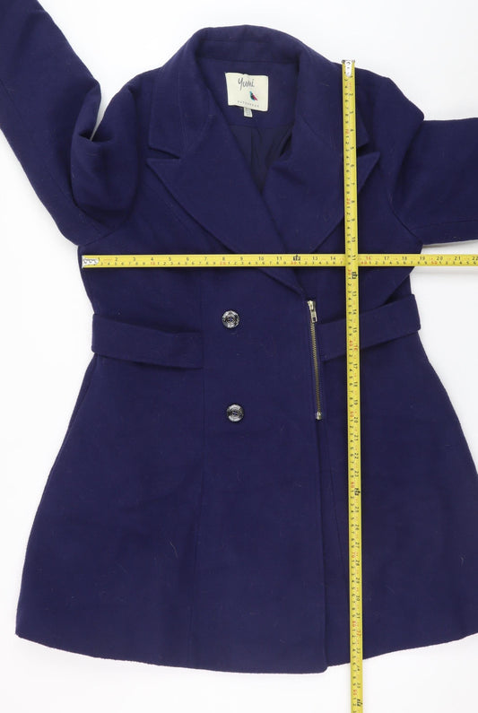Womens UK Size 14 Yumi Blue Overcoat