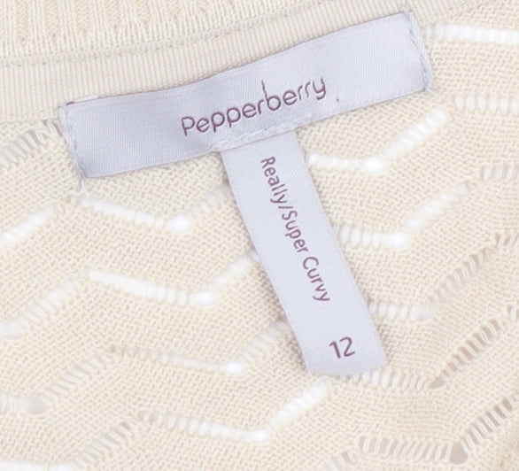Womens UK Size 12 Pepperberry Beige Cardigan Jumper