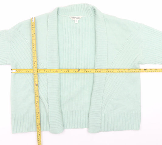 Miss Selfridge Women Green Ribbed Knit Cardigan Size M Open Front