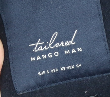 Mens UK Size S Mango Man Black Overcoat