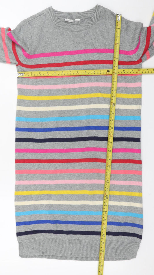 GAP Kids Girls Grey Striped Knit Sweater Dress XXL Long Sleeve Cotton Blend