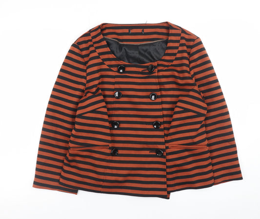 Womens UK Size 14 M&Co Orange Pea Coat