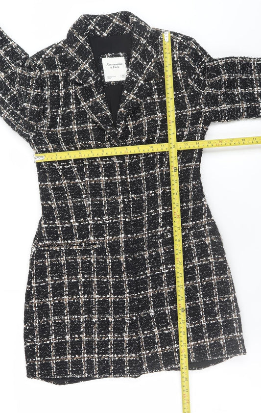 Abercrombie & Fitch Womens Black Tweed Check Blazer XS Petite