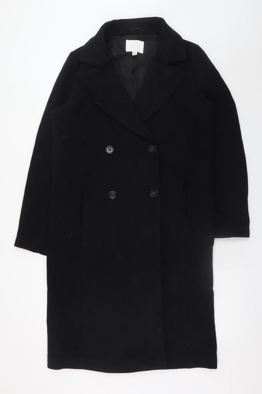 Womens UK Size XS H&M Black Overcoat
