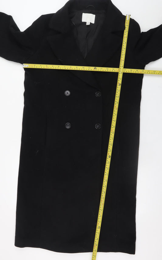 Womens UK Size XS H&M Black Overcoat