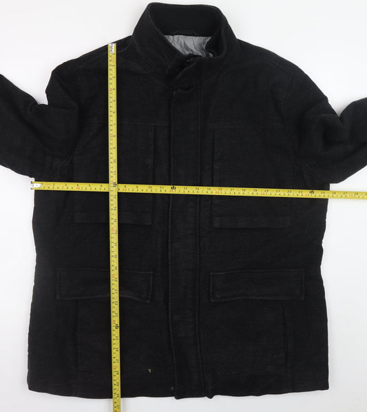 Mens UK Size 2XL Marks and Spencer Black Overcoat
