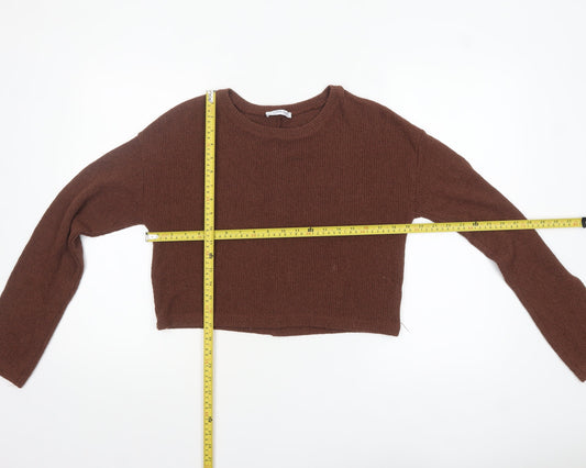 Womens UK Size M Zara Brown Pullover Jumper