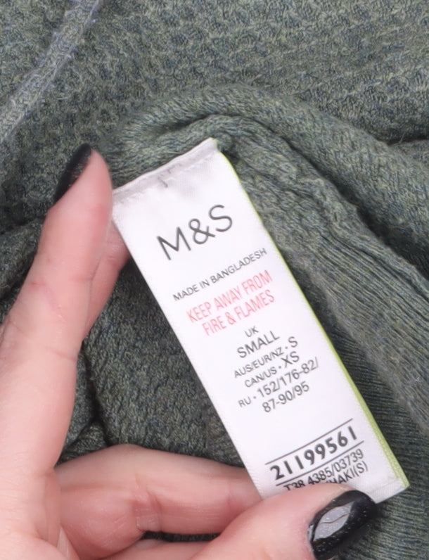 Womens UK Size S Marks and Spencer Green Full Zip Jumper