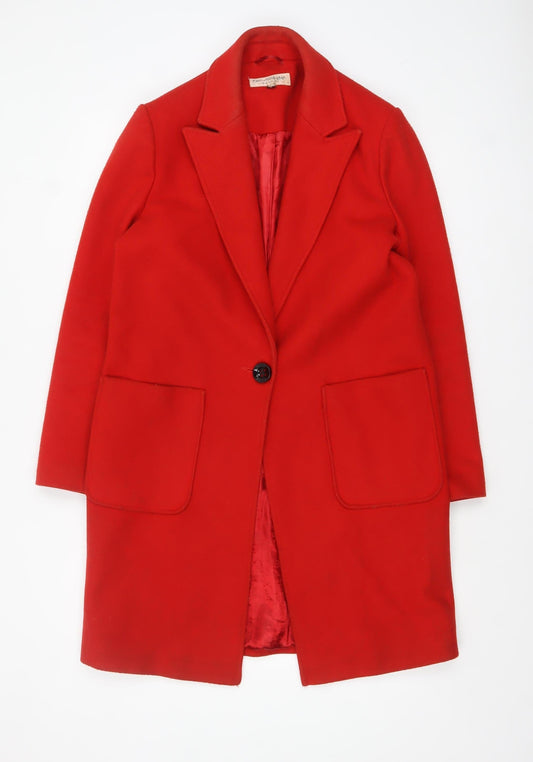 Womens UK Size 10 Miss Selfridge Red Overcoat