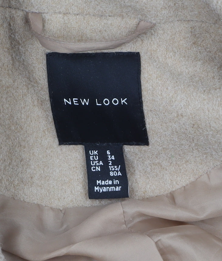 Womens UK Size 6 New Look Beige Overcoat