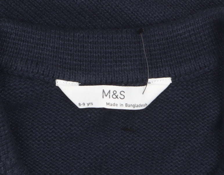 Boys UK Size 8-9 Years Marks and Spencer Blue Cardigan Jumper