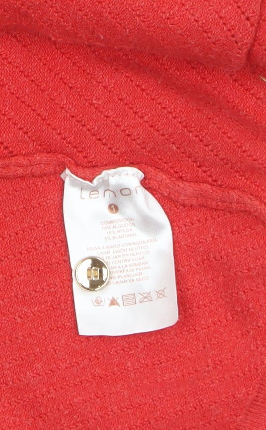 Womens UK Size S Lemon Red Cardigan Jumper
