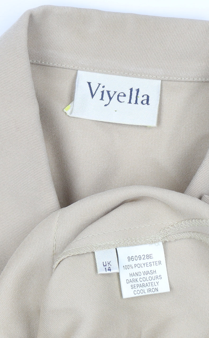 Womens UK Size 14 Viyella Beige Classic Button-Up