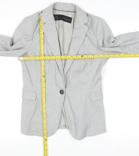 Zara Basic Women's Grey Blazer Size S Single Breasted Classic Workwear