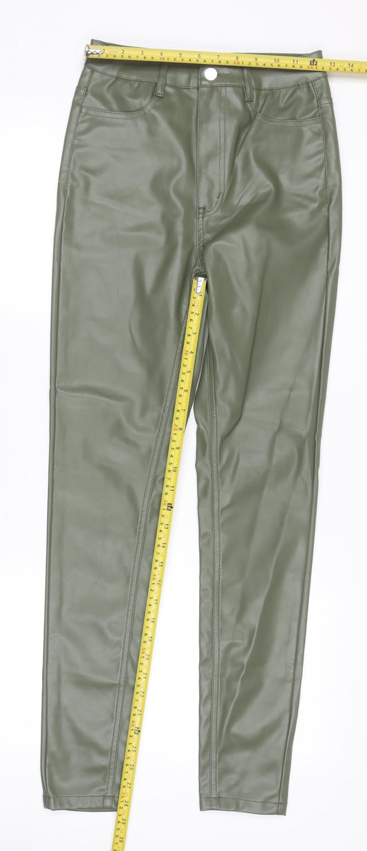 Womens UK Size 8 Missguided Slim Fit Leggings Green Trousers