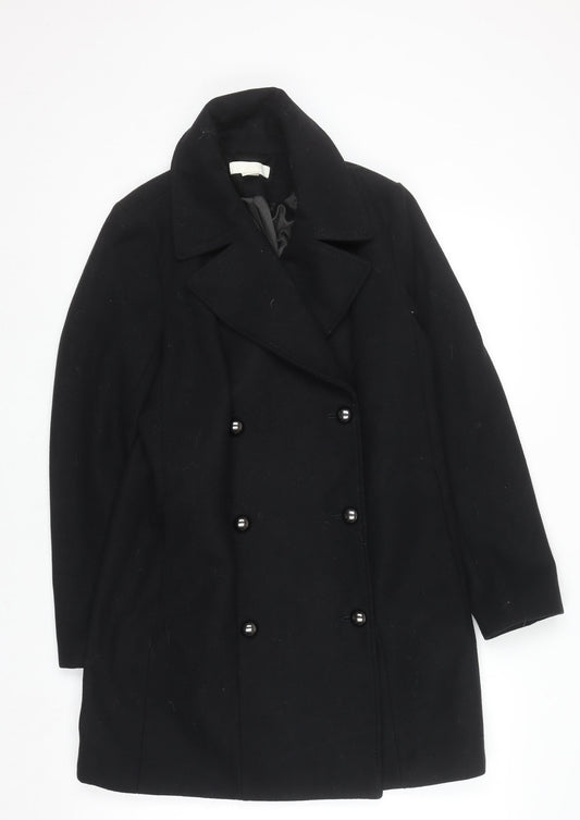 Womens UK Size 8 H&M Black Pea Coat
