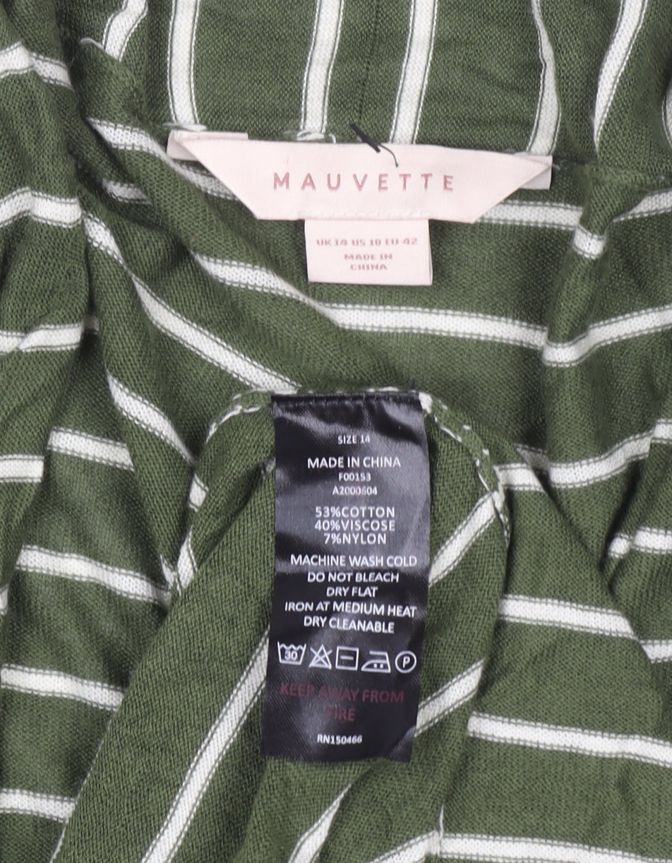 Womens UK Size 14 Mauvette Green Cardigan Jumper