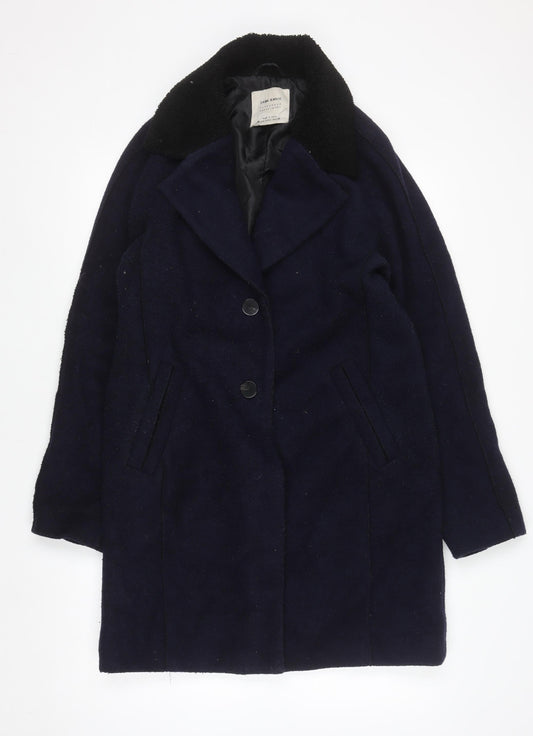 Womens UK Size 8 Zara Basic Blue Overcoat