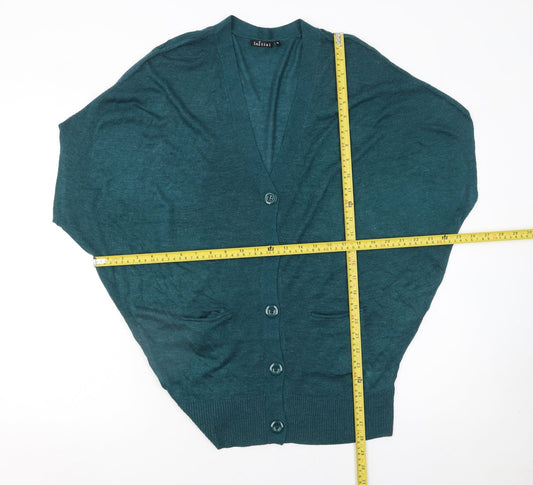 Womens UK Size M Initial Green Cardigan Jumper