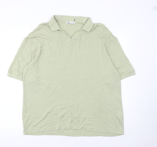 Womens UK Size L Zara Green Basic Polo