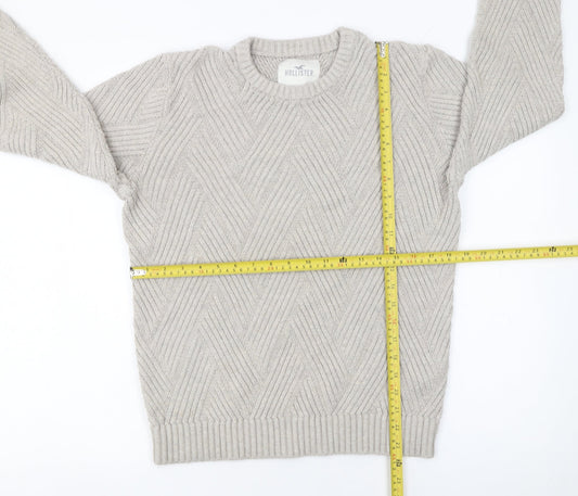 Mens UK Size M Hollister Beige Pullover Jumper
