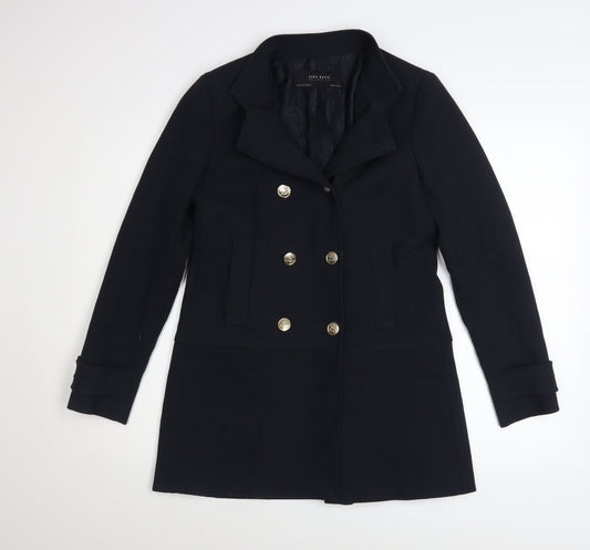 Womens UK Size XS Zara Black Pea Coat
