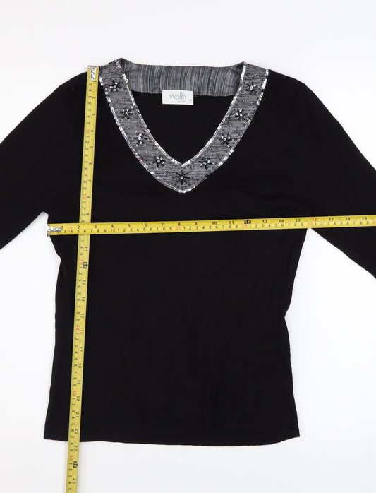 Womens UK Size 10 Wallis Black Pullover Jumper