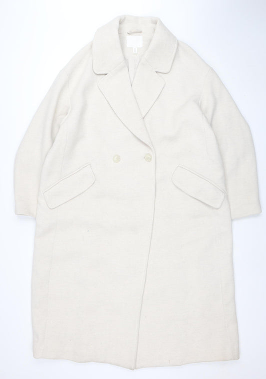 Womens UK Size 14 H&M Beige Pea Coat