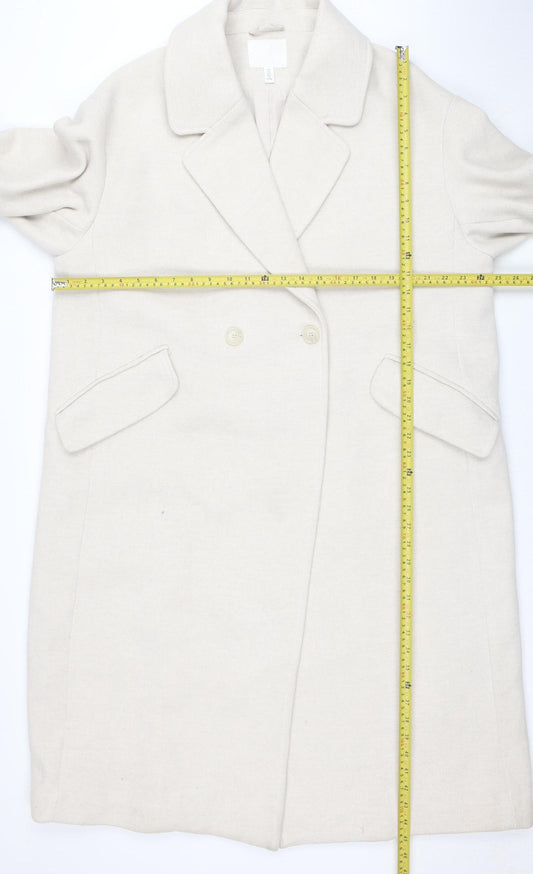 Womens UK Size 14 H&M Beige Pea Coat