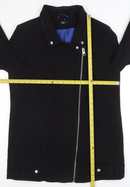 Womens UK Size 14 F&F Black Biker Coat