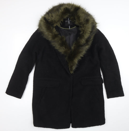 Womens UK Size 10 Dorothy Perkins Black Overcoat