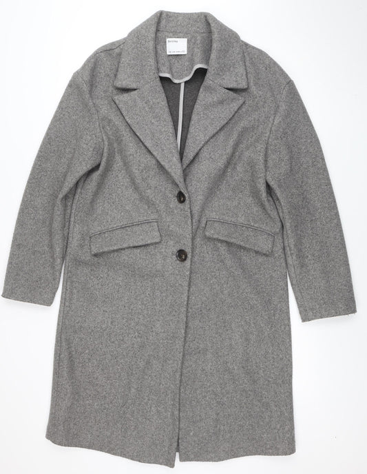 Womens UK Size 10 Bershka Grey Overcoat