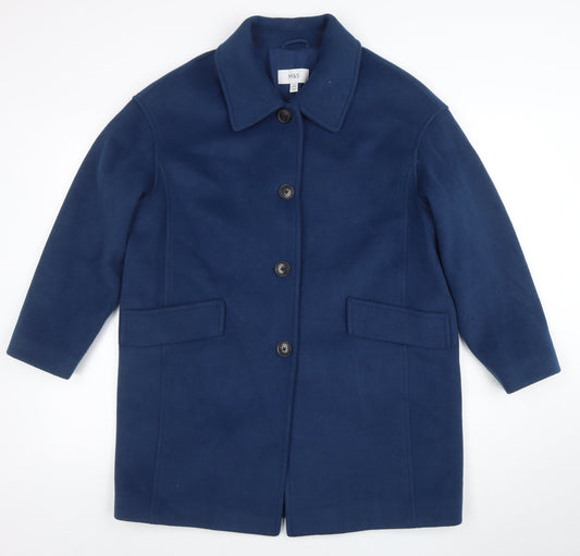 Womens UK Size 14 Marks and Spencer Blue Overcoat