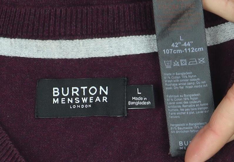 Mens UK Size L Burton Menswear London Purple Pullover Jumper