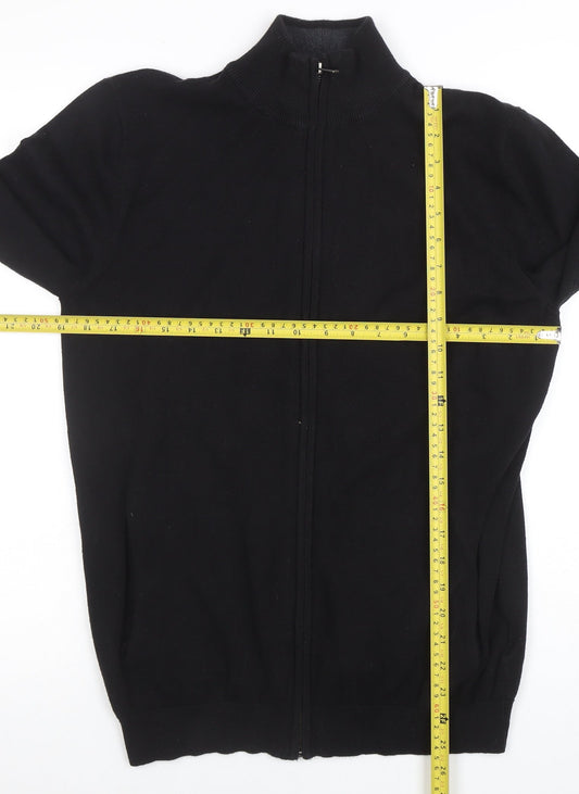 Mens UK Size M Broken Standard Black Full Zip Jumper