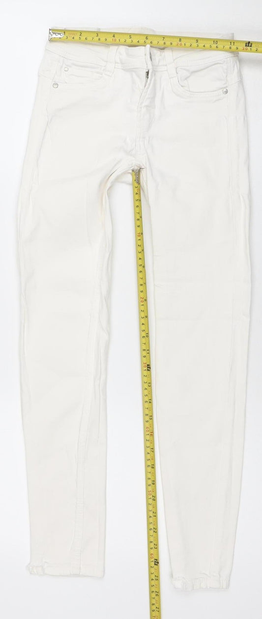 Womens UK Size 10 Zara Slim Fit Skinny White Jeans