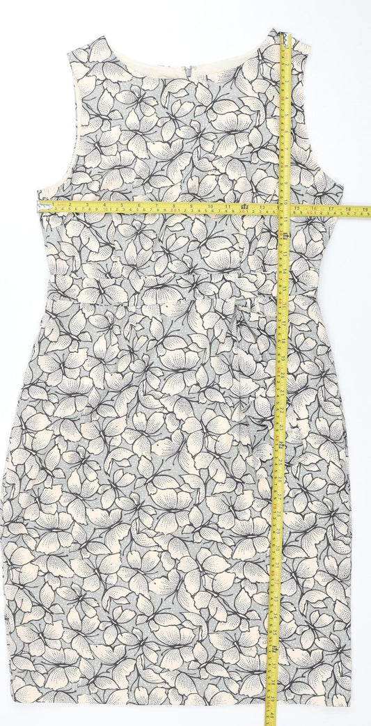 Monsoon Women’s Beige Floral Sheath Knee Length Dress Size 14