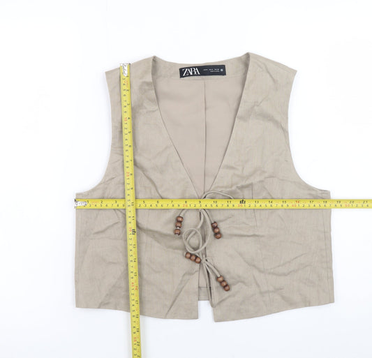 Womens UK Size M Zara Regular Beige Suit Waistcoat