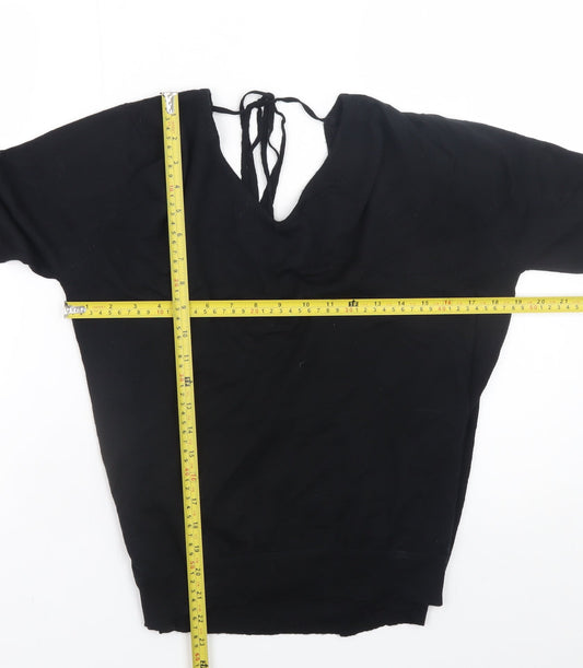Womens UK Size M John Smedley Black Wrap Jumper