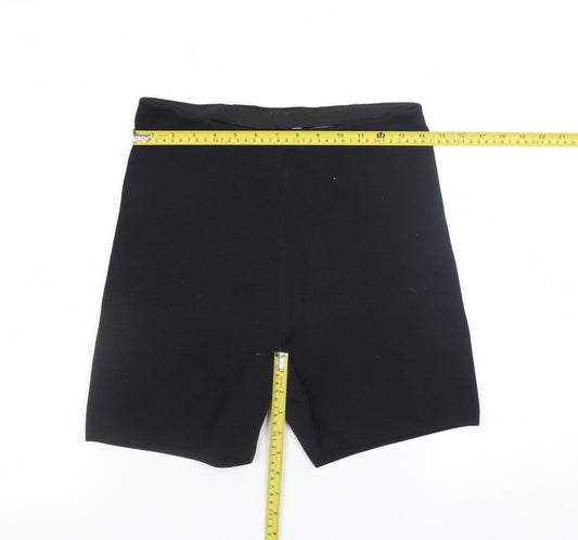 H&M Women Black Biker Activewear Shorts Size 12 Slim Fit