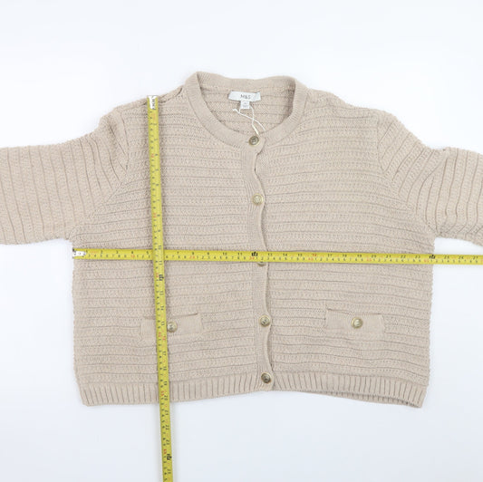 Womens UK Size XL Marks and Spencer Beige Cardigan Jumper
