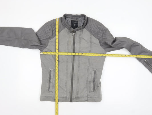 Womens UK Size XS GUESS Grey Biker Coat