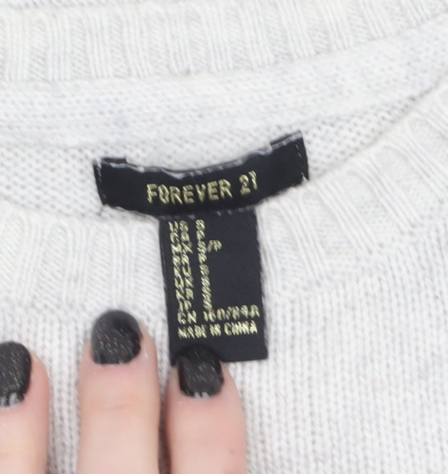 Womens UK Size S FOREVER 21 Grey Pullover Jumper
